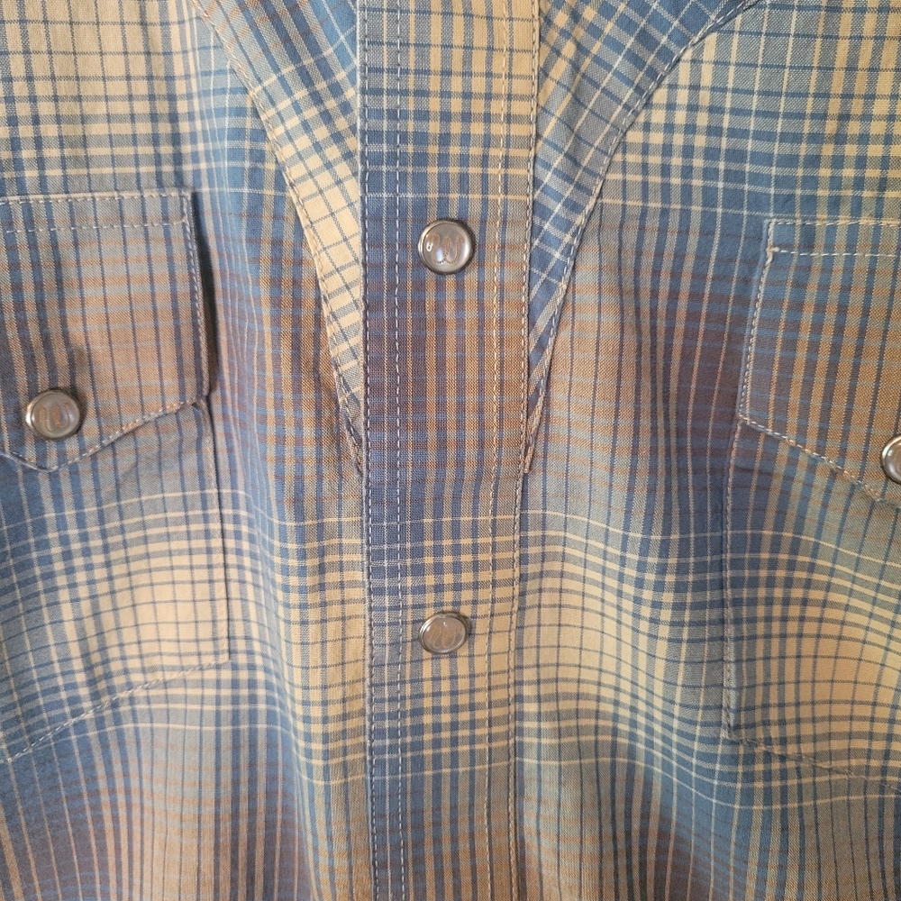 Wrangler vintage mens plaid western cowboy snap down shirt - XL.         L50 - Picture 2 of 9